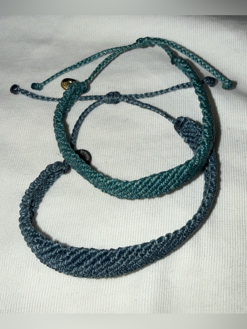 Pura Vida Teal and Blue Adjustable Macrame Bracelet Set